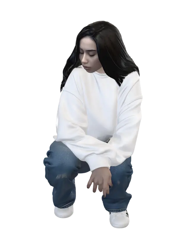 3D model for Quiet Reflection in White and Denim