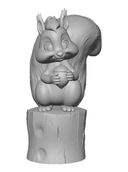 3D model for it needs to be a squirren sitting on top of a post holding a nut