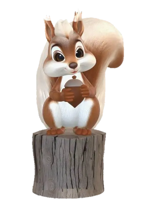 3D model for it needs to be a squirren sitting on top of a post holding a nut