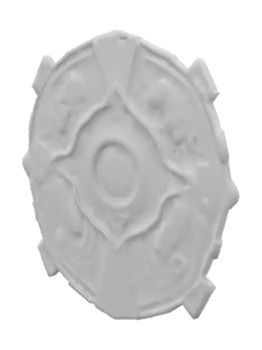 3D model for An alien artifact gadget designed to be attached to a spaceship—a universal translator. It should look distinctly alien, with asymmetrical metallic structures, smooth curves, and intricate engravings in unknown scripts. Parts of it softly glow with pulsating, non-terrestrial colors like cyan, violet, and emerald green. Despite the glow, the object should appear aged and weathered, with scratches, dents, and oxidized patches, as if discovered after centuries buried. Its form should suggest a mix of ancient tech and mysterious power. #game item# #sci-fi# #alien relic#