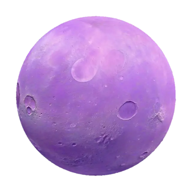 A spherical alien planet resembling a moon, fully modeled as a round celestial body.… 3D model, vytvořený pomocí AI