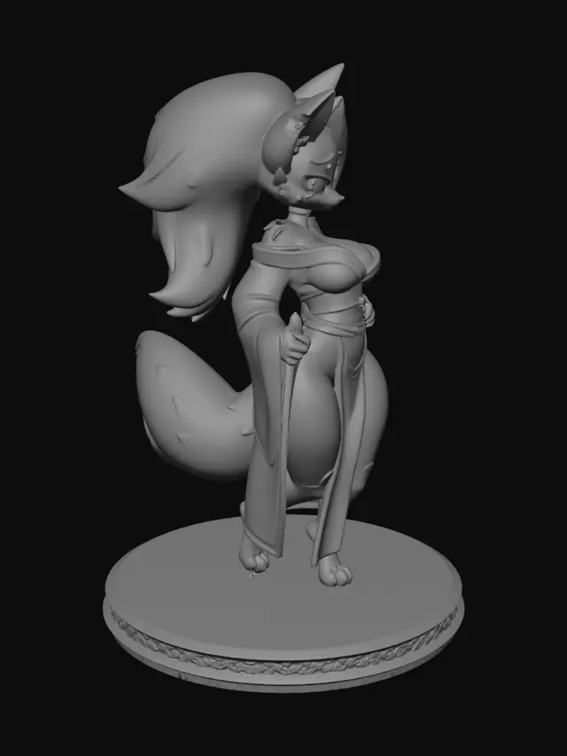 3D model for Crimson Blossom Fox in a Kimono