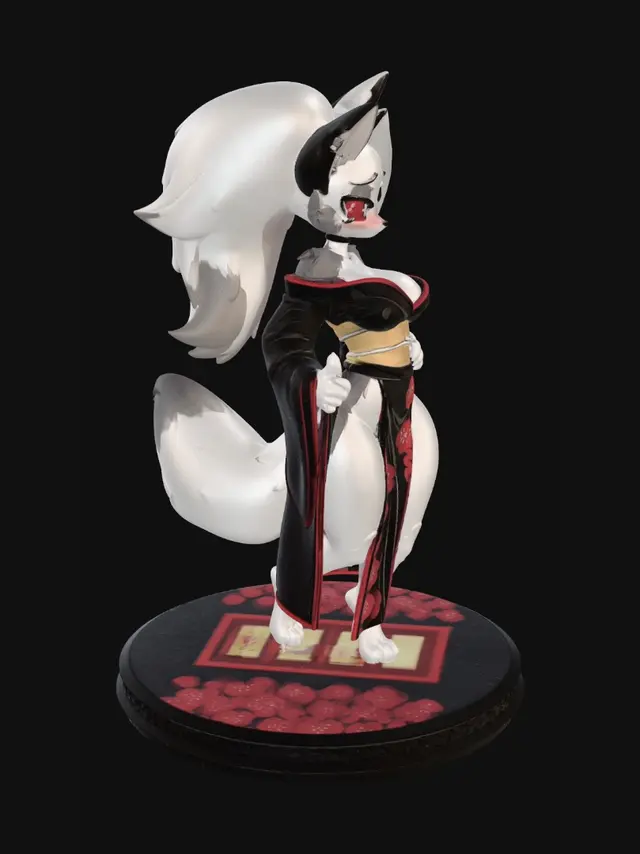 3D model for Crimson Blossom Fox in a Kimono