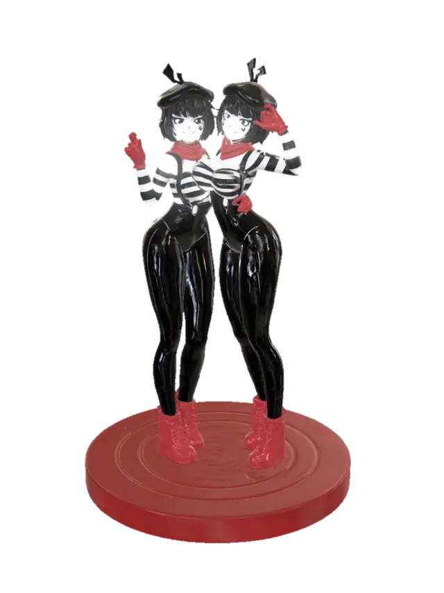 Two Mimes in Stripes - Mime 3D model, vytvořený pomocí AI