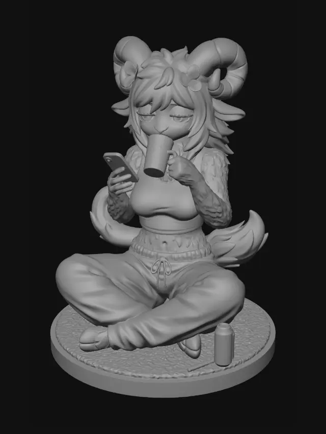 3D model for Butterfly-Horned Ram in Pajamas Sipping Morning Brew