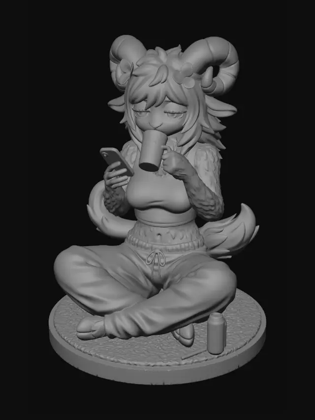 3D model for Butterfly-Horned Ram in Pajamas Sipping Morning Brew