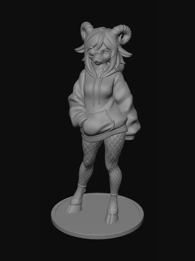 3D model for Ram Girl in a Hoodie