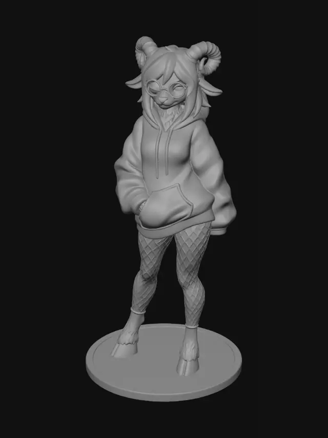 3D model for Ram Girl in a Hoodie