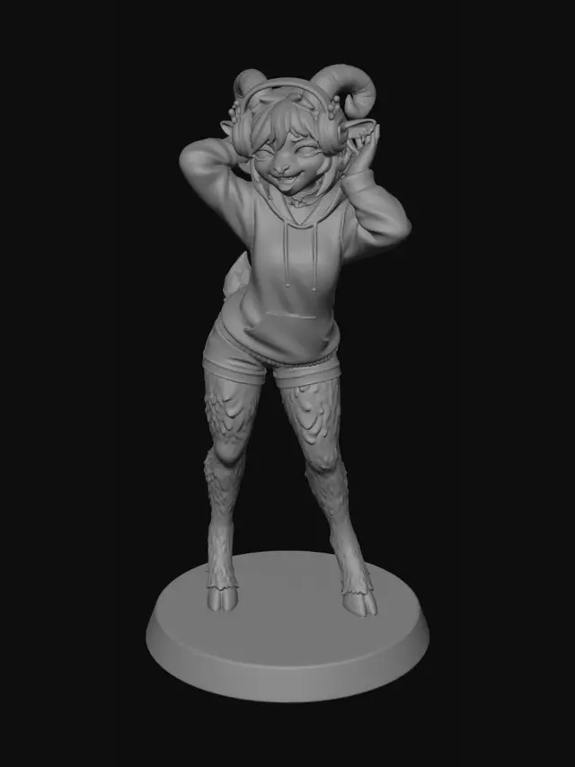 3D model for Ram in a Blue Hoodie with Headphones