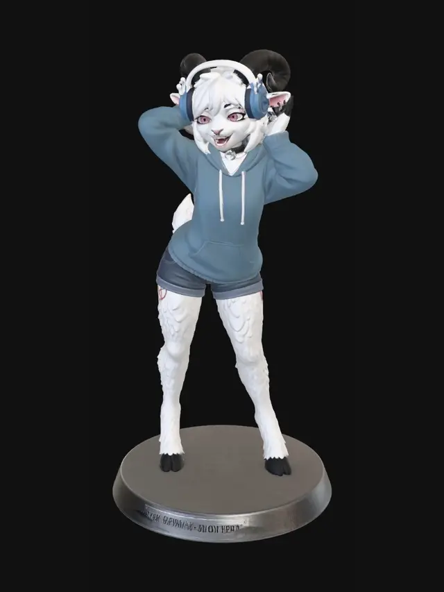 3D model for Ram in a Blue Hoodie with Headphones
