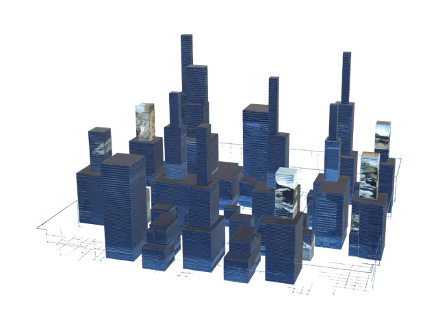 3D model for Neon Skyline of Floating Screens
