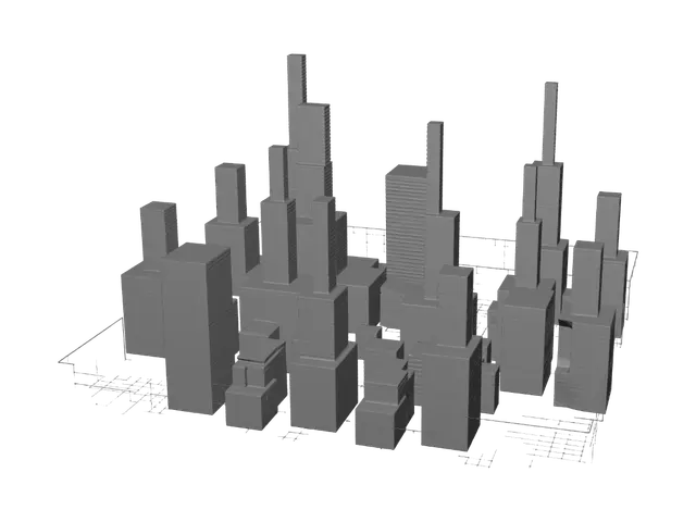 3D model for Neon Skyline of Floating Screens