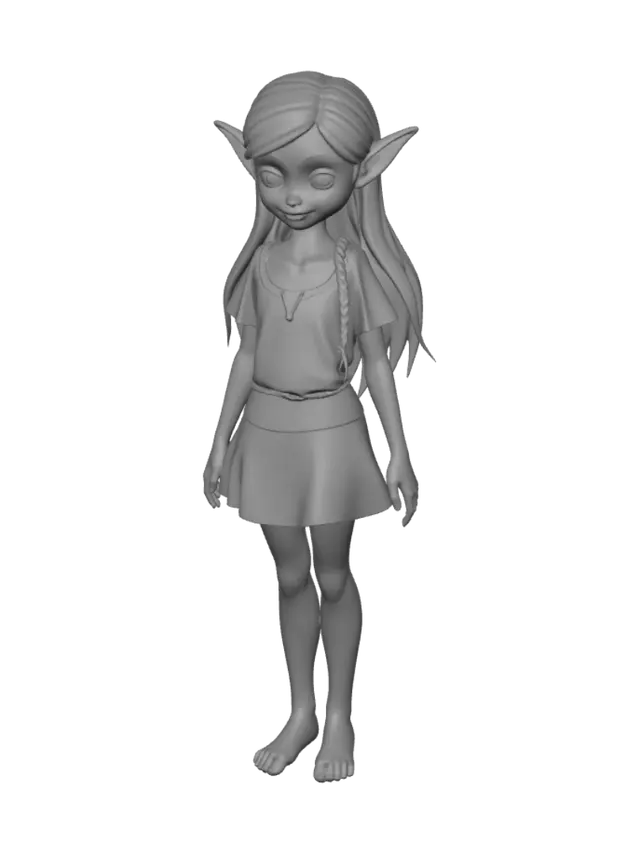 3D model for Crie um elfo da floresta miniatura para jogo de RPG colorido a pele em tom pele e as roupas no tom de verde escuros e claros e cabelos loiros