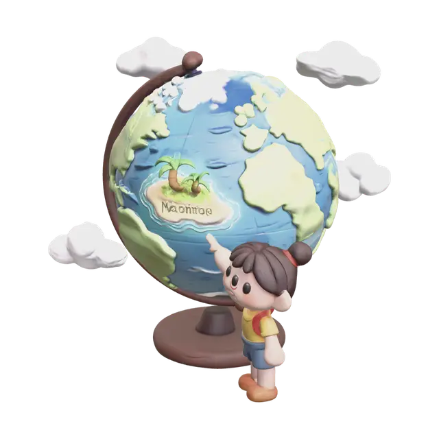 Modern Cartoon Earth 3D model, vytvořený pomocí AI