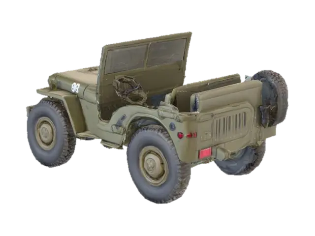 Jeep WWII 3D model, vytvořený pomocí AI