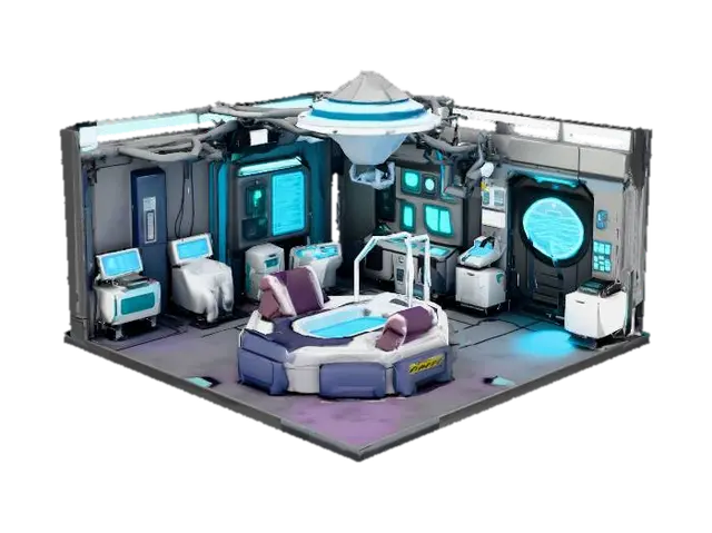Room Medical Bay 3D model, vytvořený pomocí AI