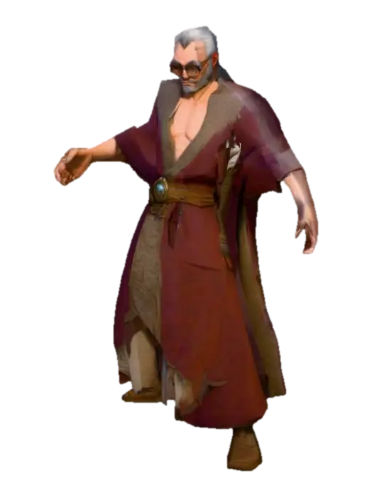 3D model for um gigante de estilo fantasia; com óculos grandes e quadrados; roupa de cidadão feudal; arte para jogo mobile