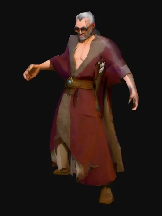3D model for um gigante de estilo fantasia; com óculos grandes e quadrados; roupa de cidadão feudal; arte para jogo mobile