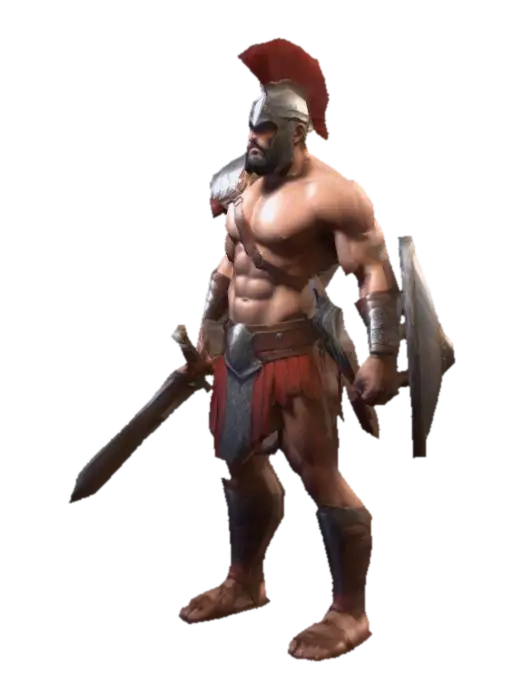 um gladiador musculoso e robusto, pose A, arte para jogo mobile - Robust 3D model, vytvořený pomocí AI