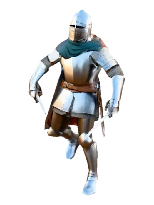 um cavaleiro medieval normando, pose A, com uma espada na mão direita, arte para… - Norman 3D model, vytvořený pomocí AI