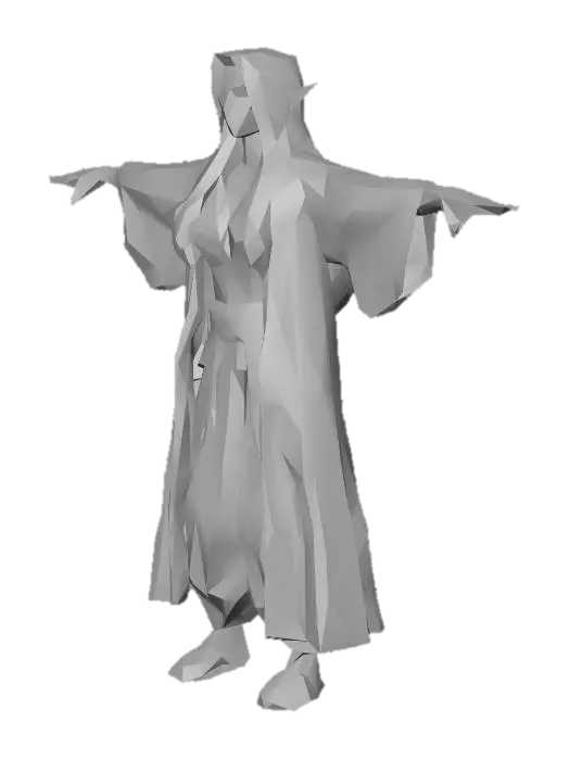 3D model for Um Elf Monge, de um jogo RPG de fantasia feudal e de magia , altamente detalhado