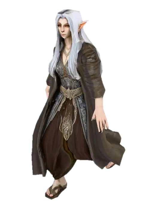 3D model for Um Elf Monge, de um jogo RPG de fantasia feudal e de magia , altamente detalhado