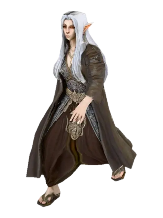 3D model for Um Elf Monge, de um jogo RPG de fantasia feudal e de magia , altamente detalhado