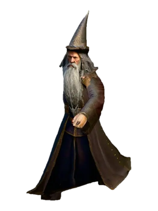 3D model for um Bruxo de jogo RPG fantasia feudal, extremamente detalhado. ultra realístico