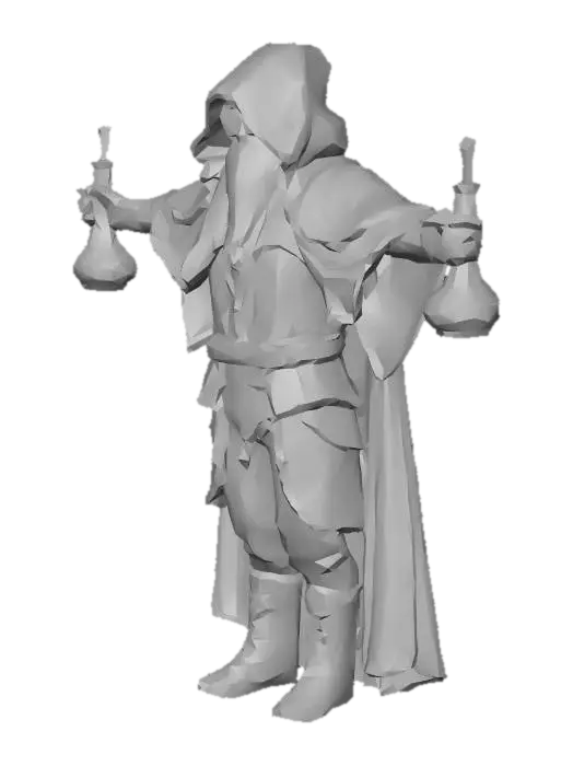 3D model for um Alquimista de jogos RPG fantasia, extremamente detalhado, ultra-realístico