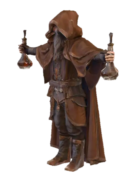 3D model for um Alquimista de jogos RPG fantasia, extremamente detalhado, ultra-realístico