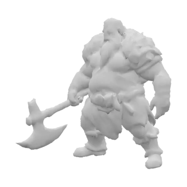 3D model for um anão de batalha fantasia; as mãos meio distantes do corpo; carregando um machado na mão direita; em A pose; arte para jogo mobile