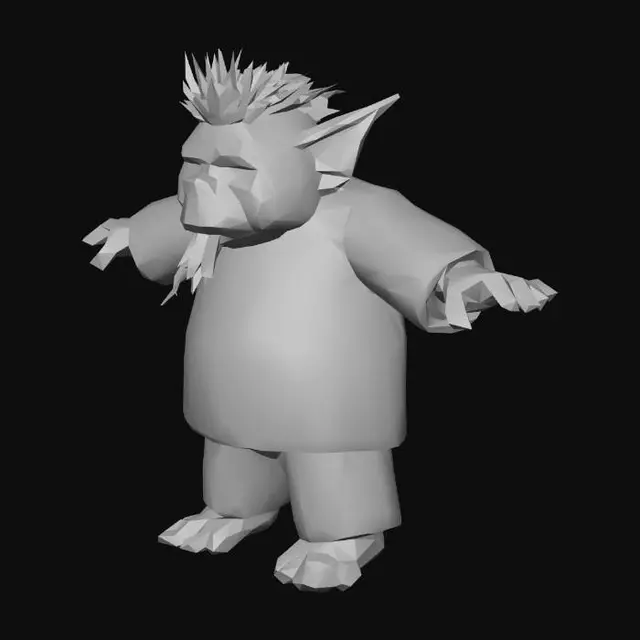 3D model for um trabalhador troll fantasia de jogos RPG magia, vistindo roupas dee lã, extremamente detalhado