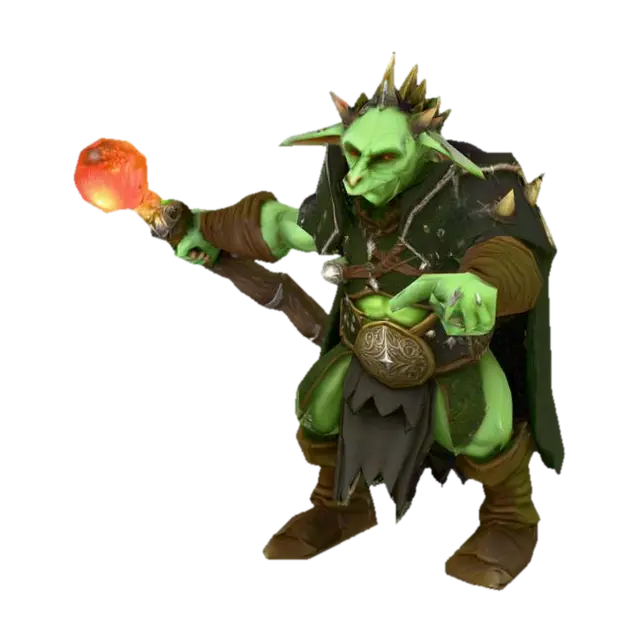 3D model for um chefão goblin de jogos RPG feudal fantasia, vestindo roupas de algodão, extremamente detalhado