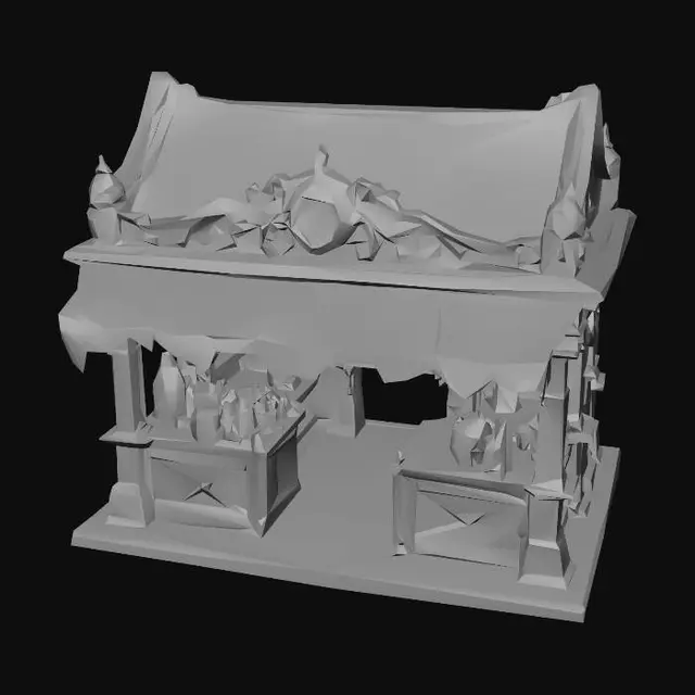 3D model for sci-fi gothic market stall