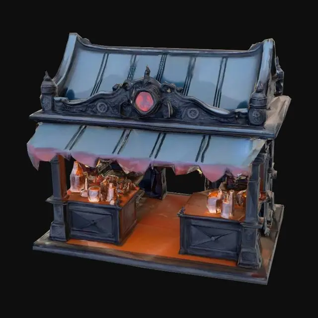 3D model for sci-fi gothic market stall