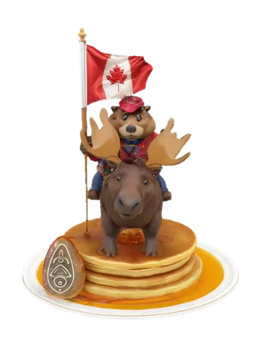Beaver prime minister riding a moose, pouring maple syrup over a stack of… - Aroundtheworld 3D model, vytvořený pomocí AI