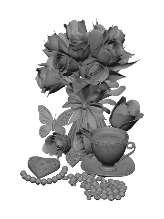 3D model for Rosy Romance Bouquet
