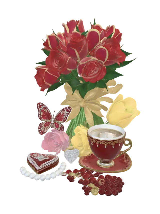 3D model for Rosy Romance Bouquet