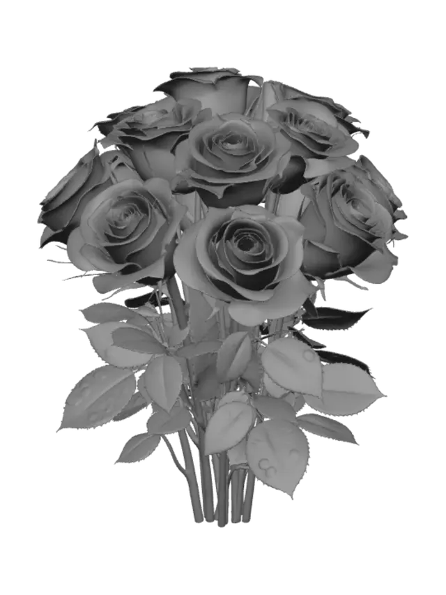 3D model for Orange Rose Bouquet