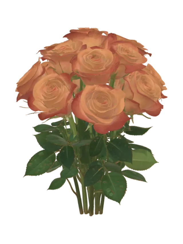 3D model for Orange Rose Bouquet