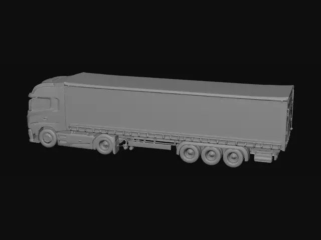 3D model for White Semi Truck with Trailer