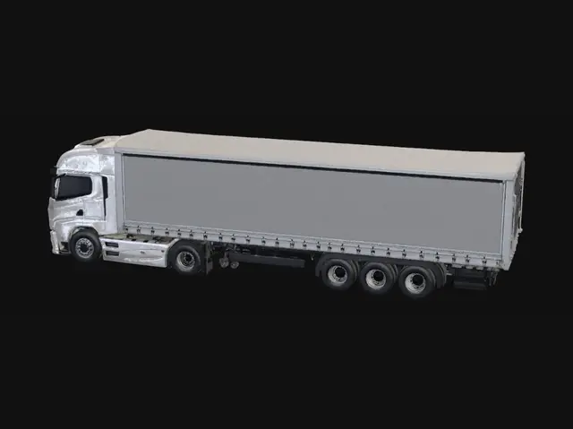 3D model for White Semi Truck with Trailer