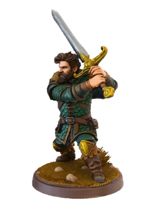 Warrior's Vigilance 3D model, vytvořený pomocí AI