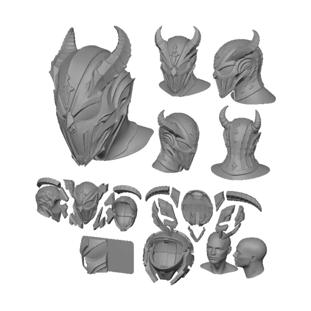 3D model for Diablo All Black Helmet Concept