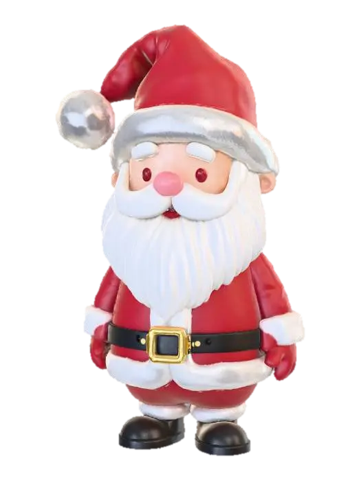 Babbo Natale cartoon morbido e pupazzoso, stile chibi. Corpo basso e… - Santaclaus 3D model, vytvořený pomocí AI