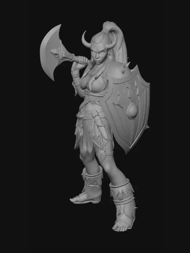 3D model for make a 3d printable model of a female orc warrior