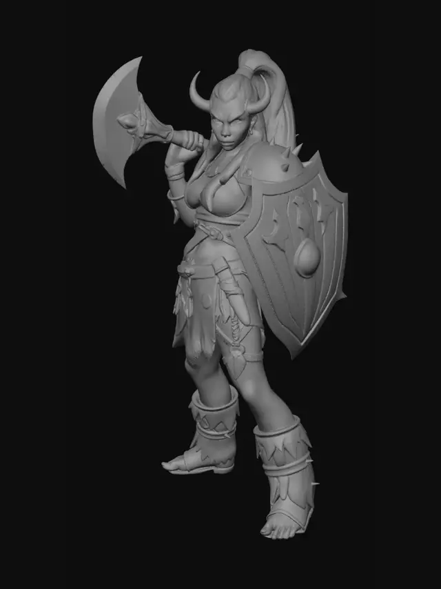 3D model for make a 3d printable model of a female orc warrior