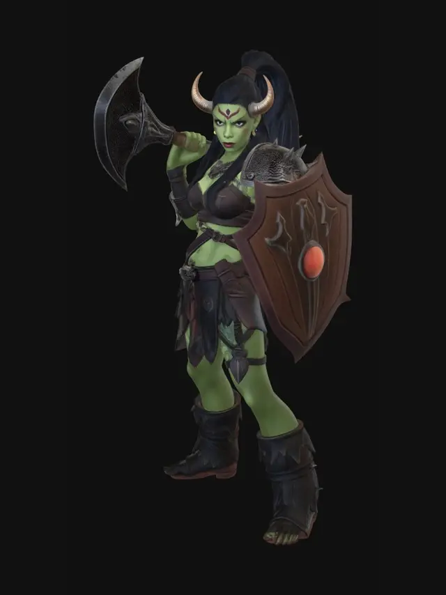 3D model for make a 3d printable model of a female orc warrior