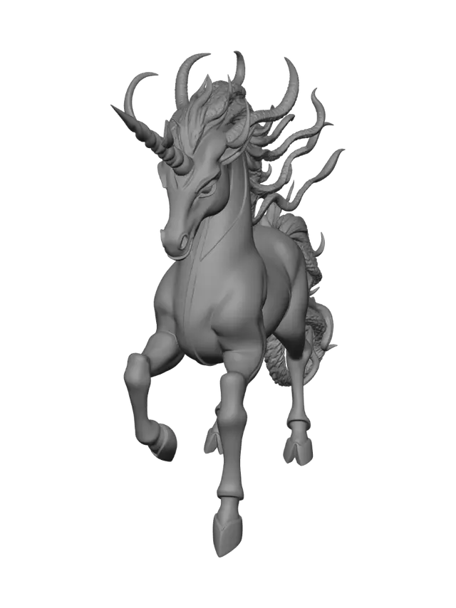 3D model for make a 3d printable model of a   demonic unicorn