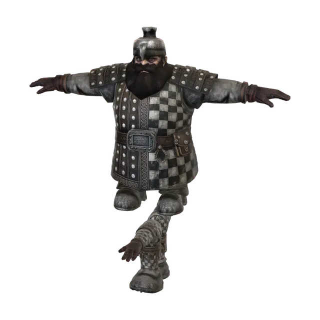 3D model for Dwarven Knight in Checkerboard Armor